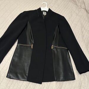 Anne Klein Black Blazer with Leather Accents